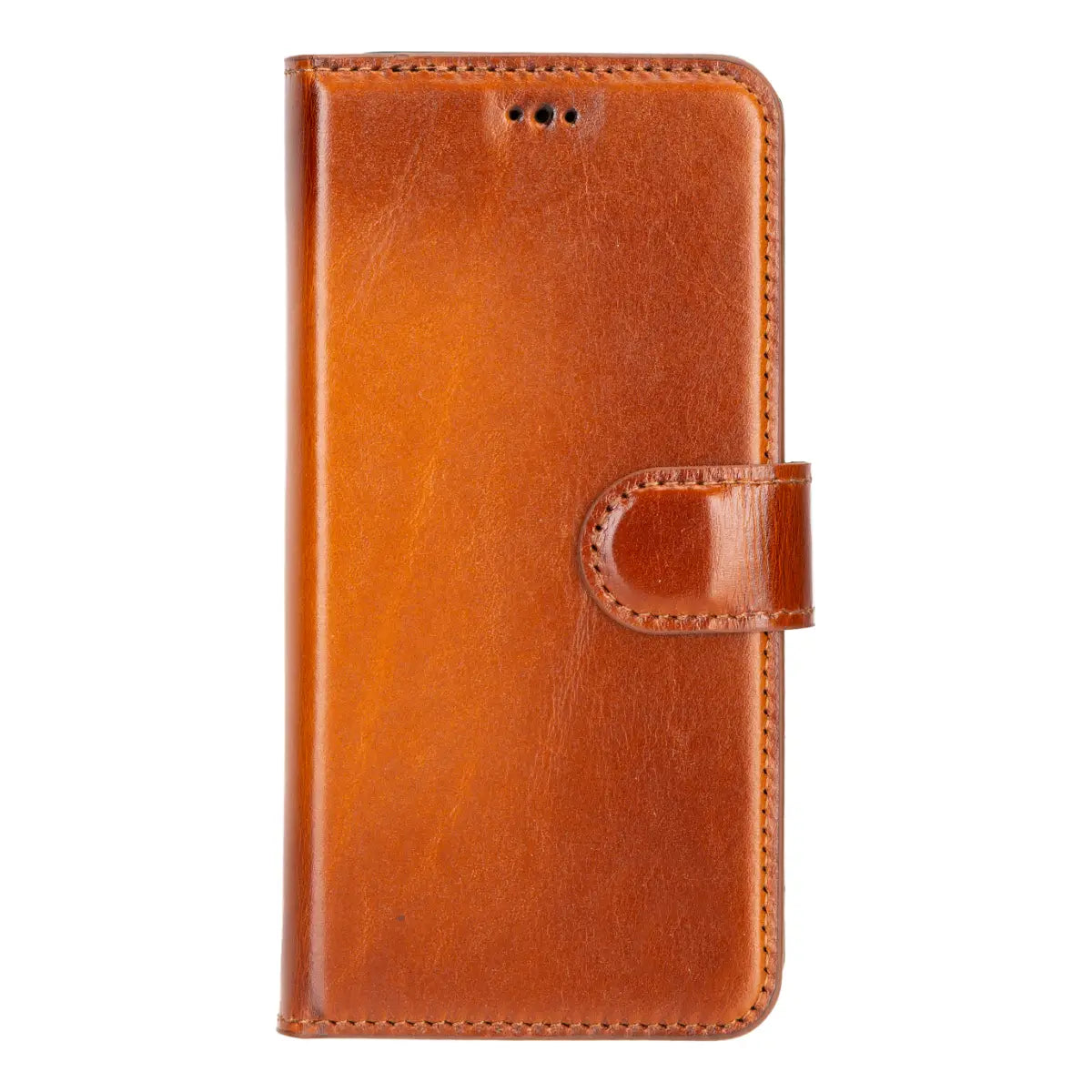 Burnished Tan Magnetic Leather Wallet Case for Galaxy S25