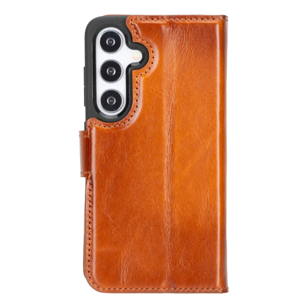 Burnished Tan Magnetic Leather Wallet Case for Galaxy S25