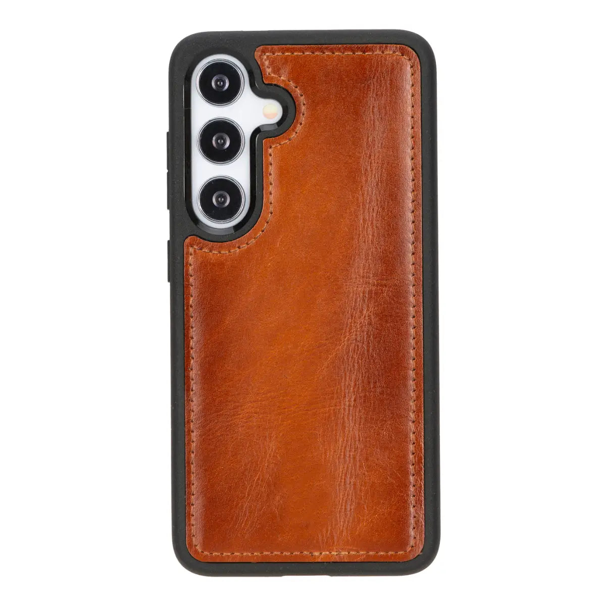 Burnished Tan Magnetic Leather Wallet Case for Galaxy S25