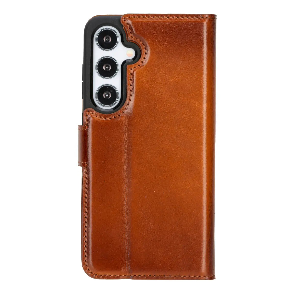 Burnished Tan Magnetic Leather Wallet Case for Galaxy S25 Plus