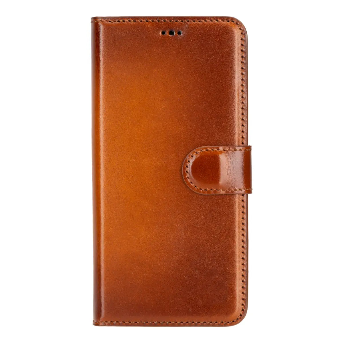 Burnished Tan Magnetic Leather Wallet Case for Galaxy S25 Plus