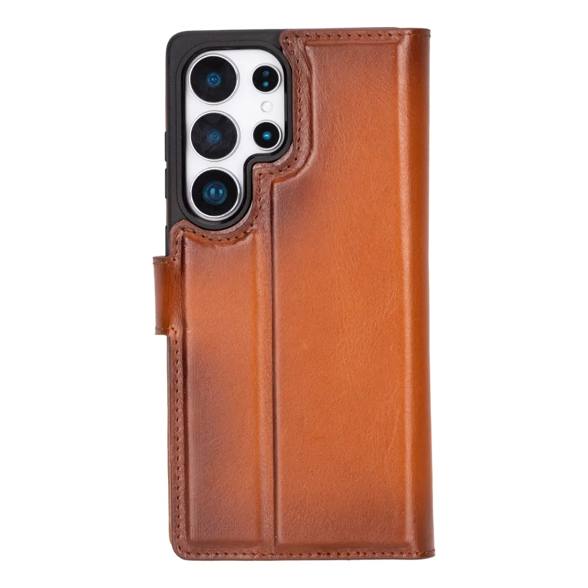 Burnished Tan Magnetic Leather Wallet Case for Galaxy S25 Ultra