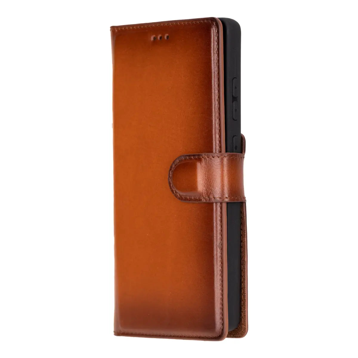 Burnished Tan Magnetic Leather Wallet Case for Galaxy S25 Ultra