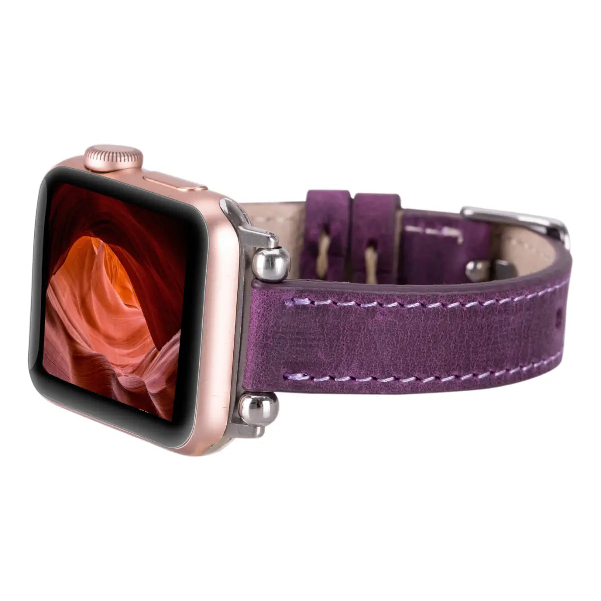 Distressed Purple Leather Ultra Slim Apple Watch Band