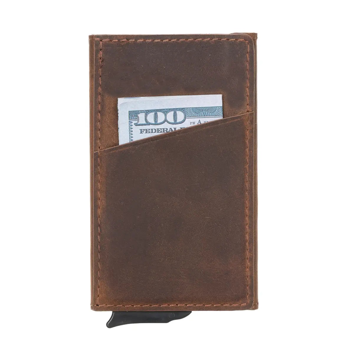 Distressed Brown Leather Minimalist Card Holder