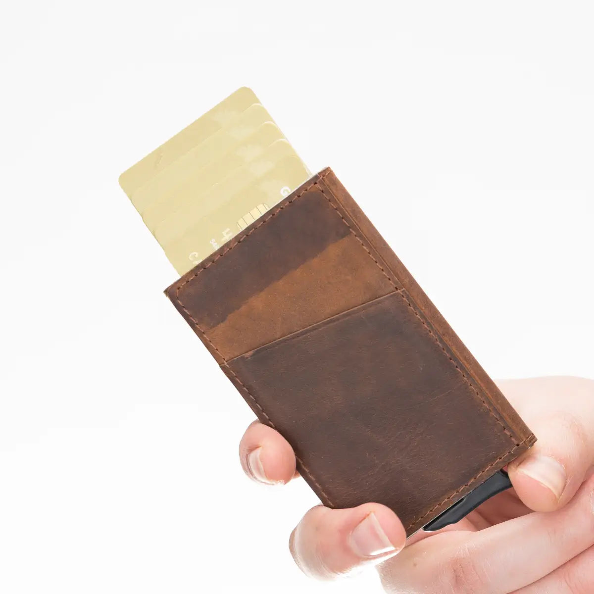 Distressed Brown Leather Minimalist Card Holder