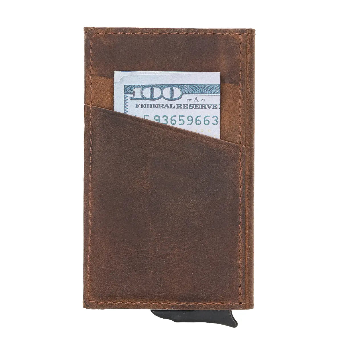 Distressed Brown Leather Minimalist Card Holder