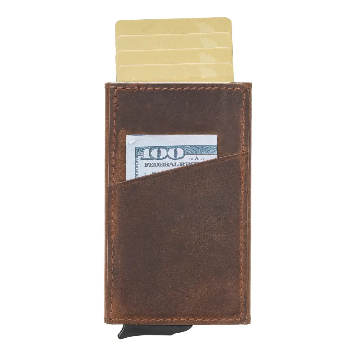 Distressed Brown Leather Minimalist Card Holder