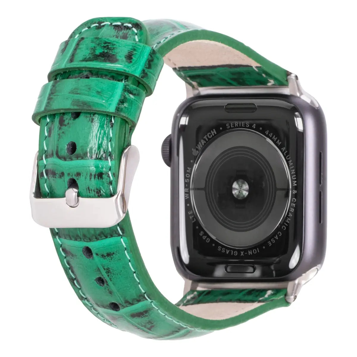 Green Croco Pattern Leather Classic Apple Watch Band