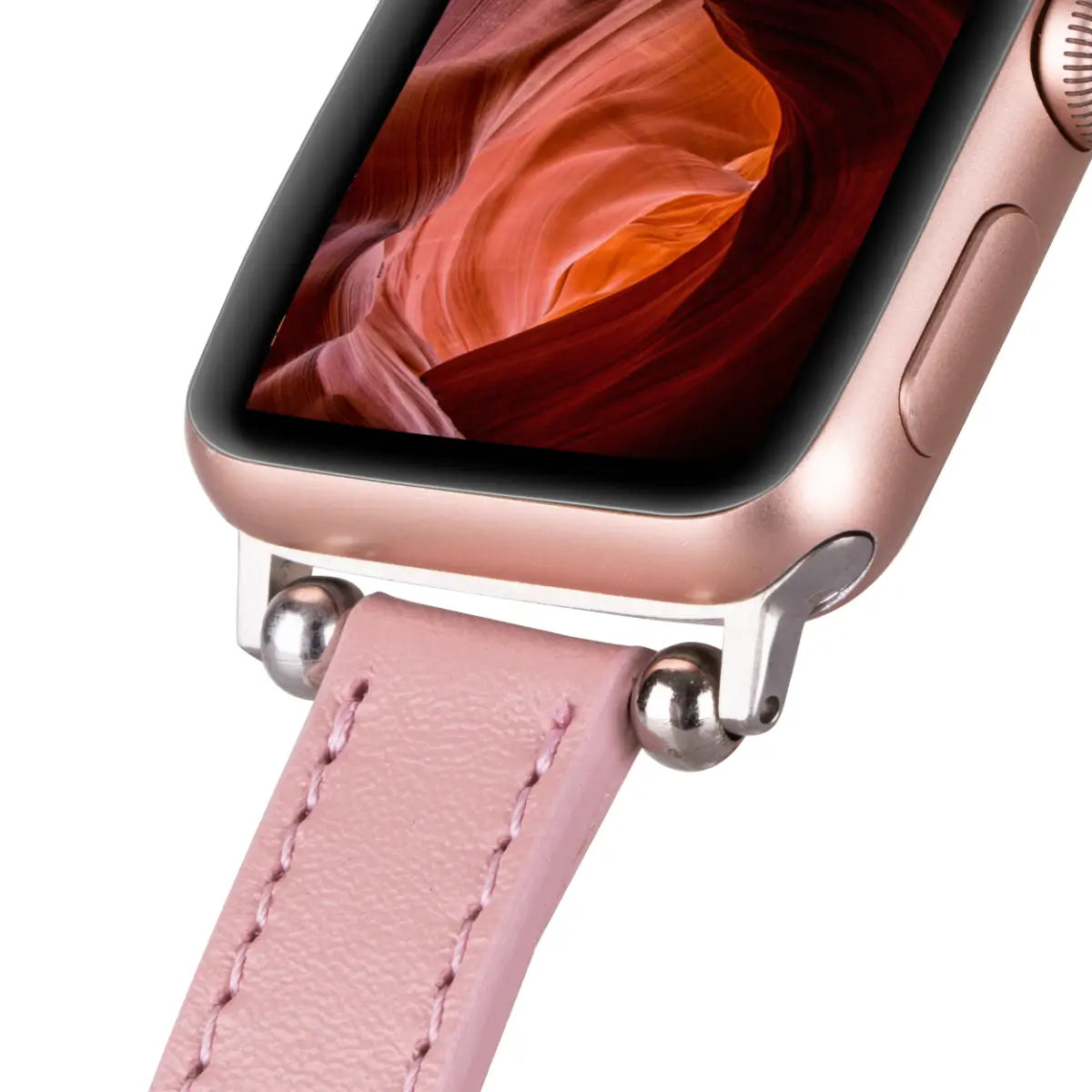 Pink Leather Ultra Slim Apple Watch Band