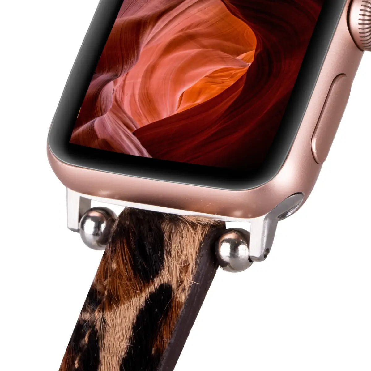 Furry Leopard Pattern Leather Ultra Slim Apple Watch Band