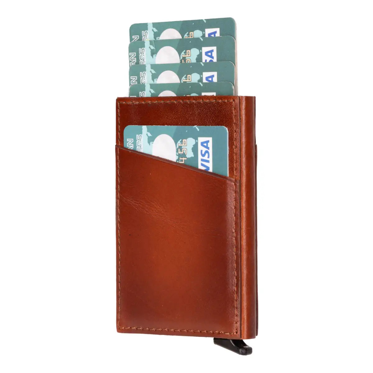 Burnished Tan Leather Minimalist Card Holder