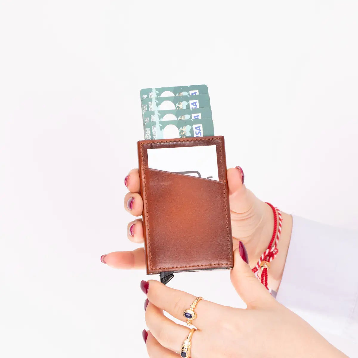 Burnished Tan Leather Minimalist Card Holder