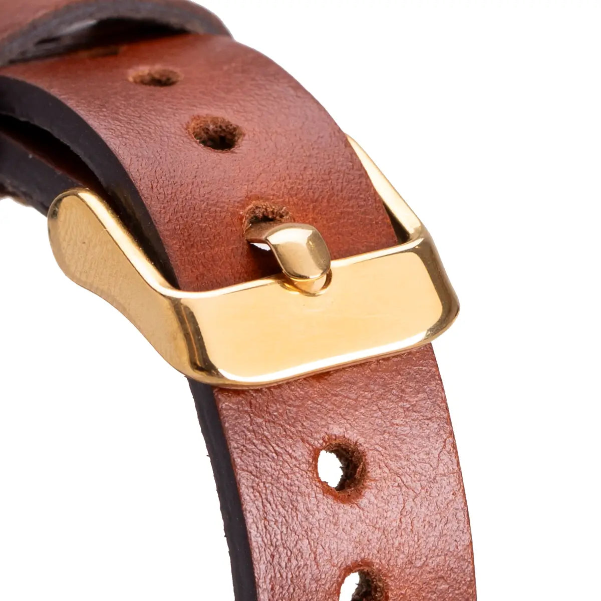 Burnished Brown Leather Ultra Slim Apple Watch Band (Gold Rivet)