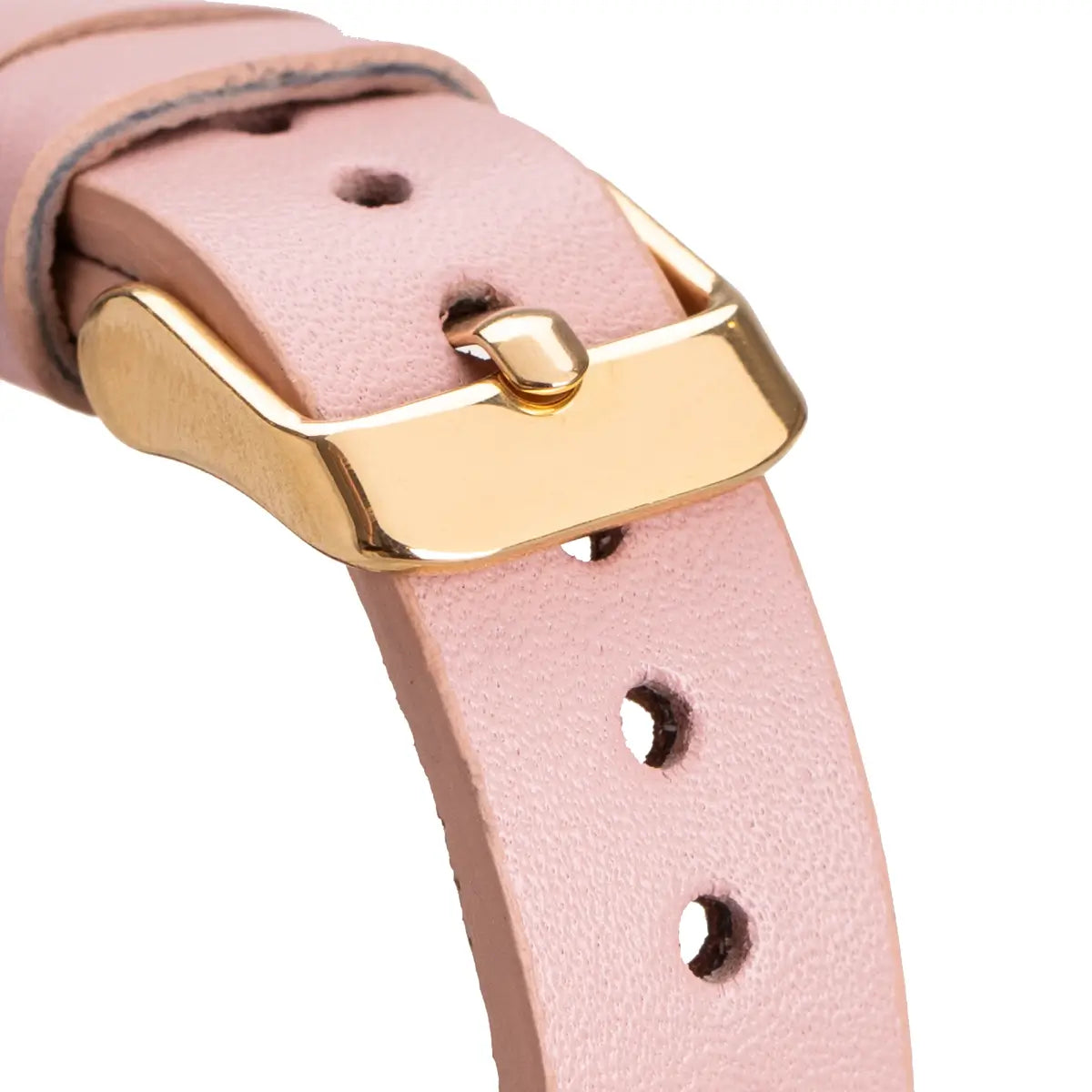 Pink Leather Ultra Slim Apple Watch Band (Gold Rivet)