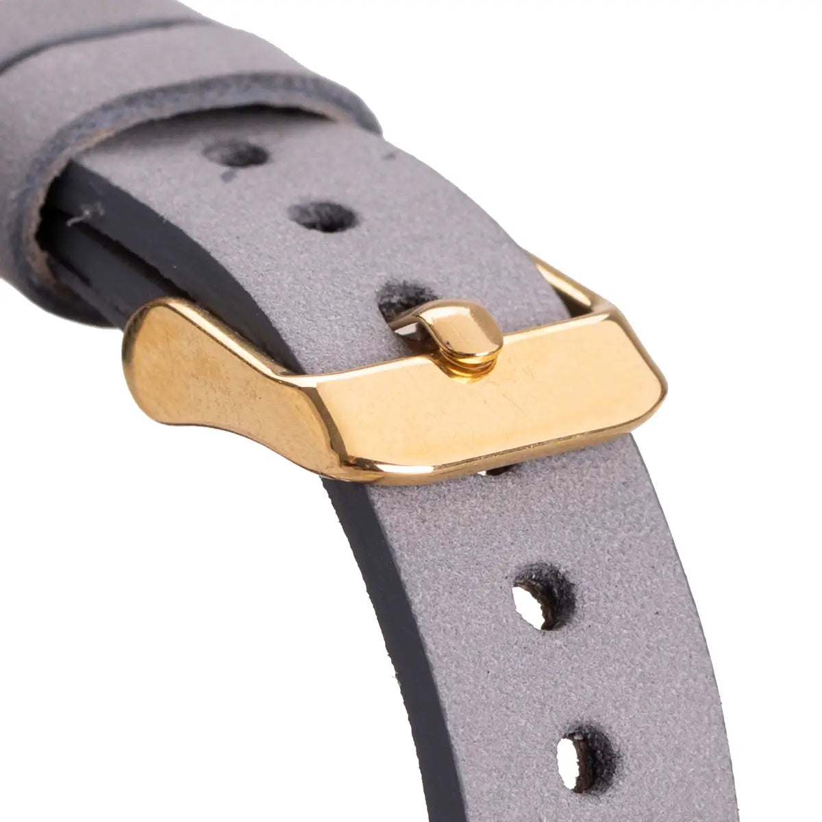 Gray Leather Ultra Slim Apple Watch Band (Gold Rivet)