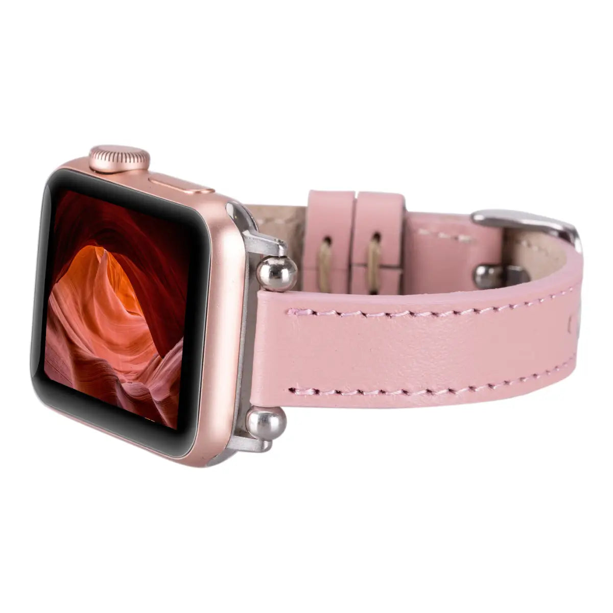 Pink Leather Ultra Slim Apple Watch Band