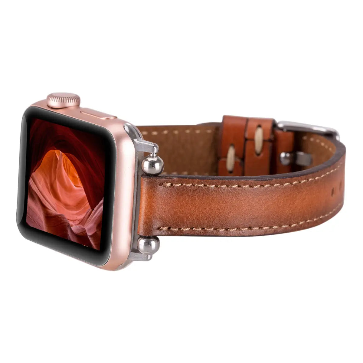 Brown Leather Ultra Slim Apple Watch Band