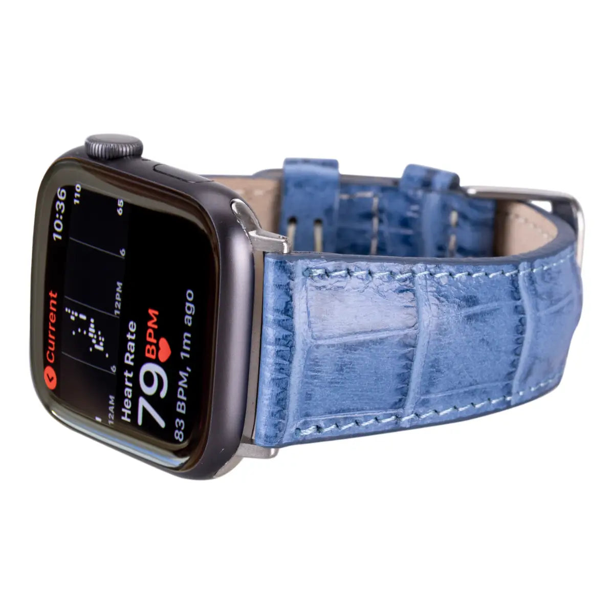 Blue Croco Pattern Leather Classic Apple Watch Band