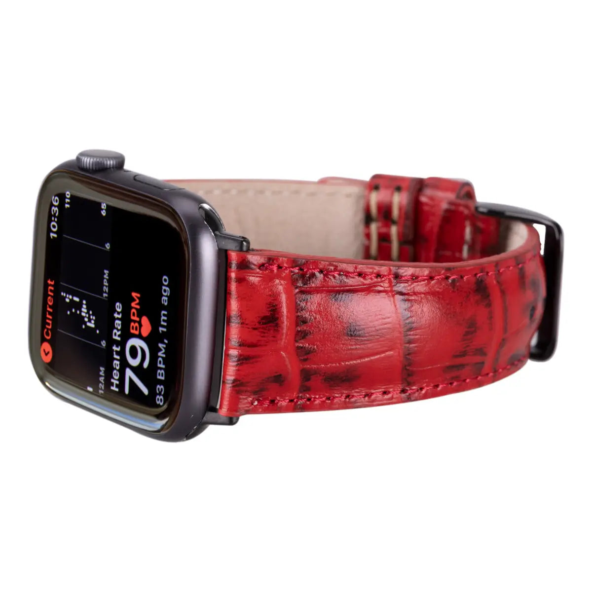 Red Croco Pattern Leather Classic Apple Watch Band