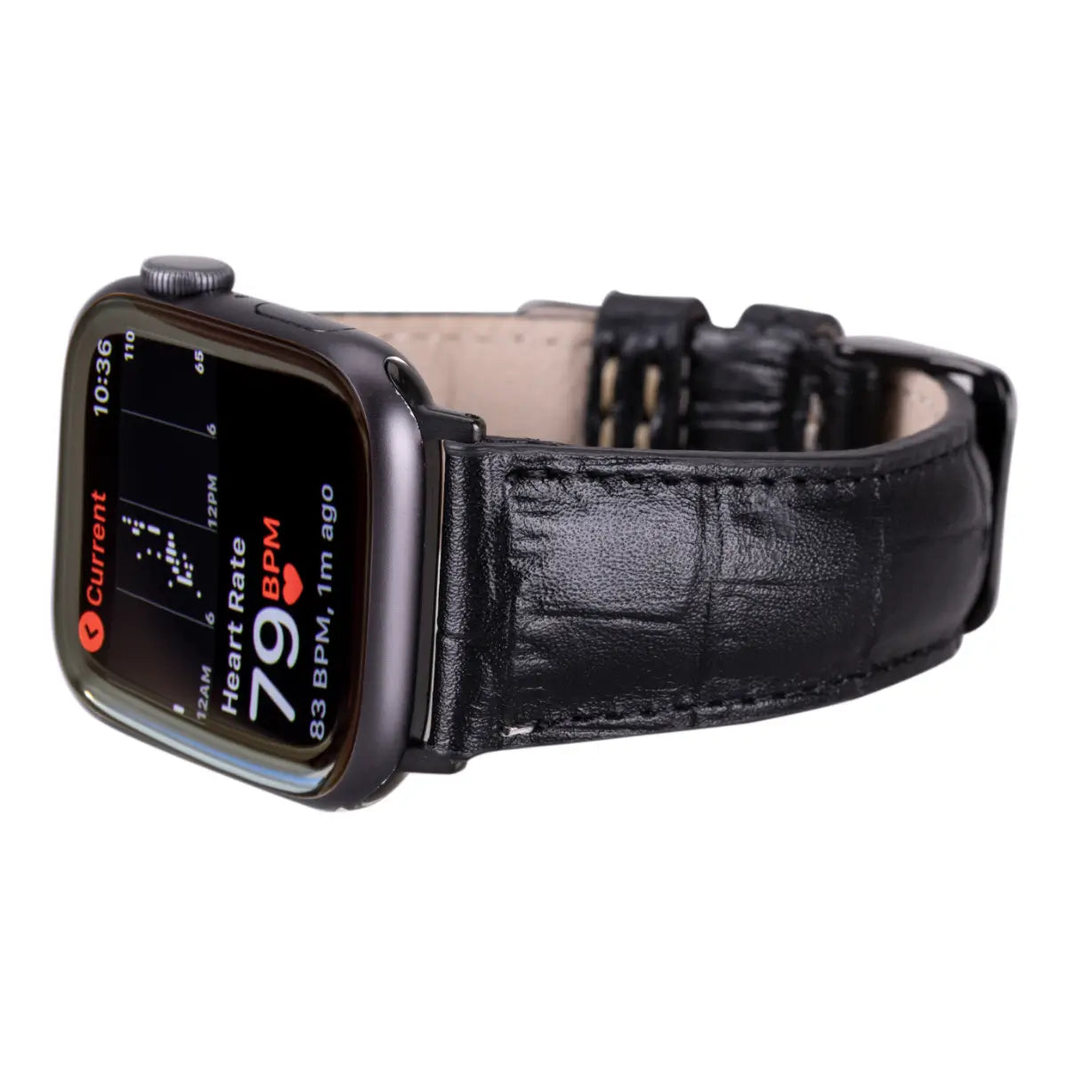 Black Croco Pattern Leather Classic Apple Watch Band