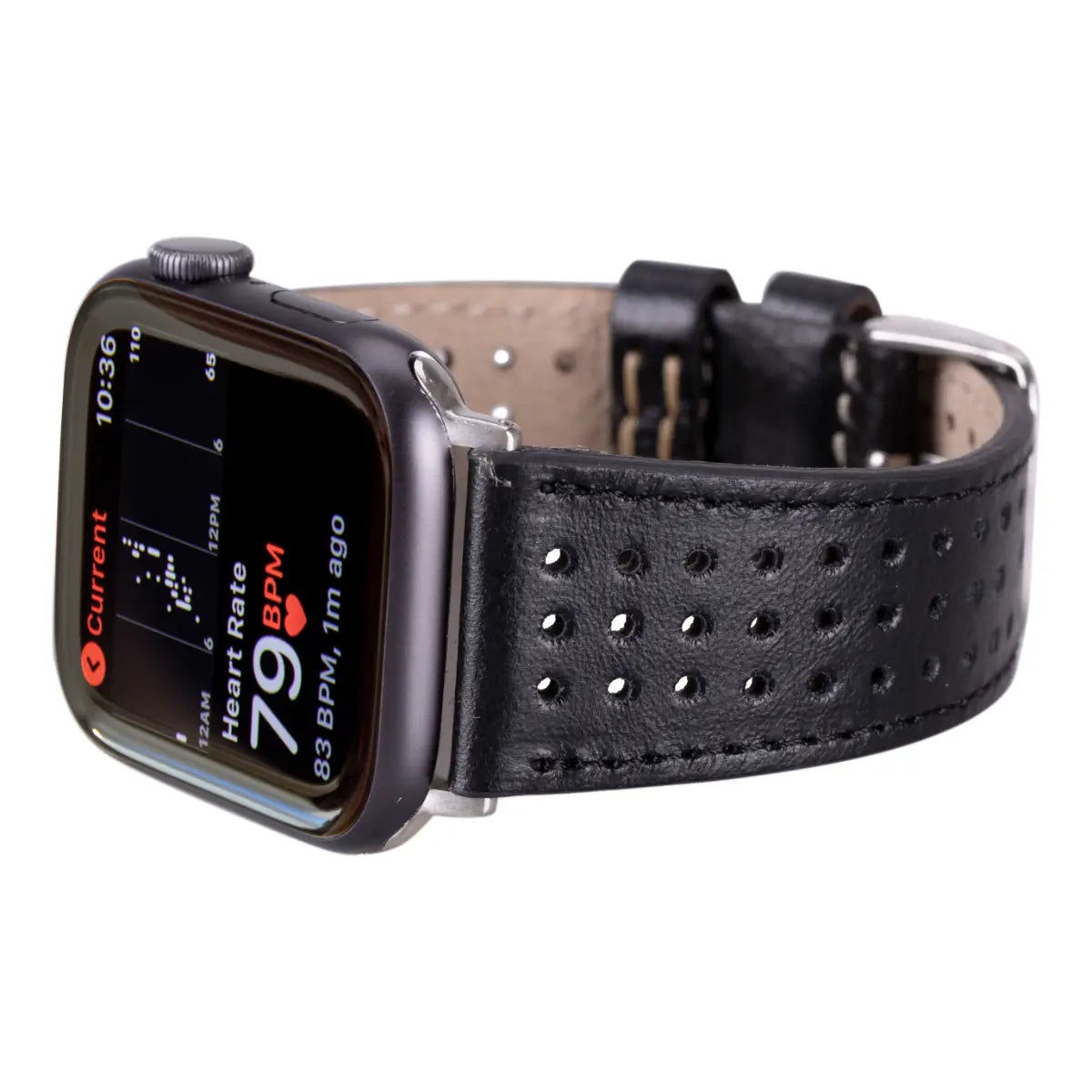 Black Leather Rally Apple Watch Band