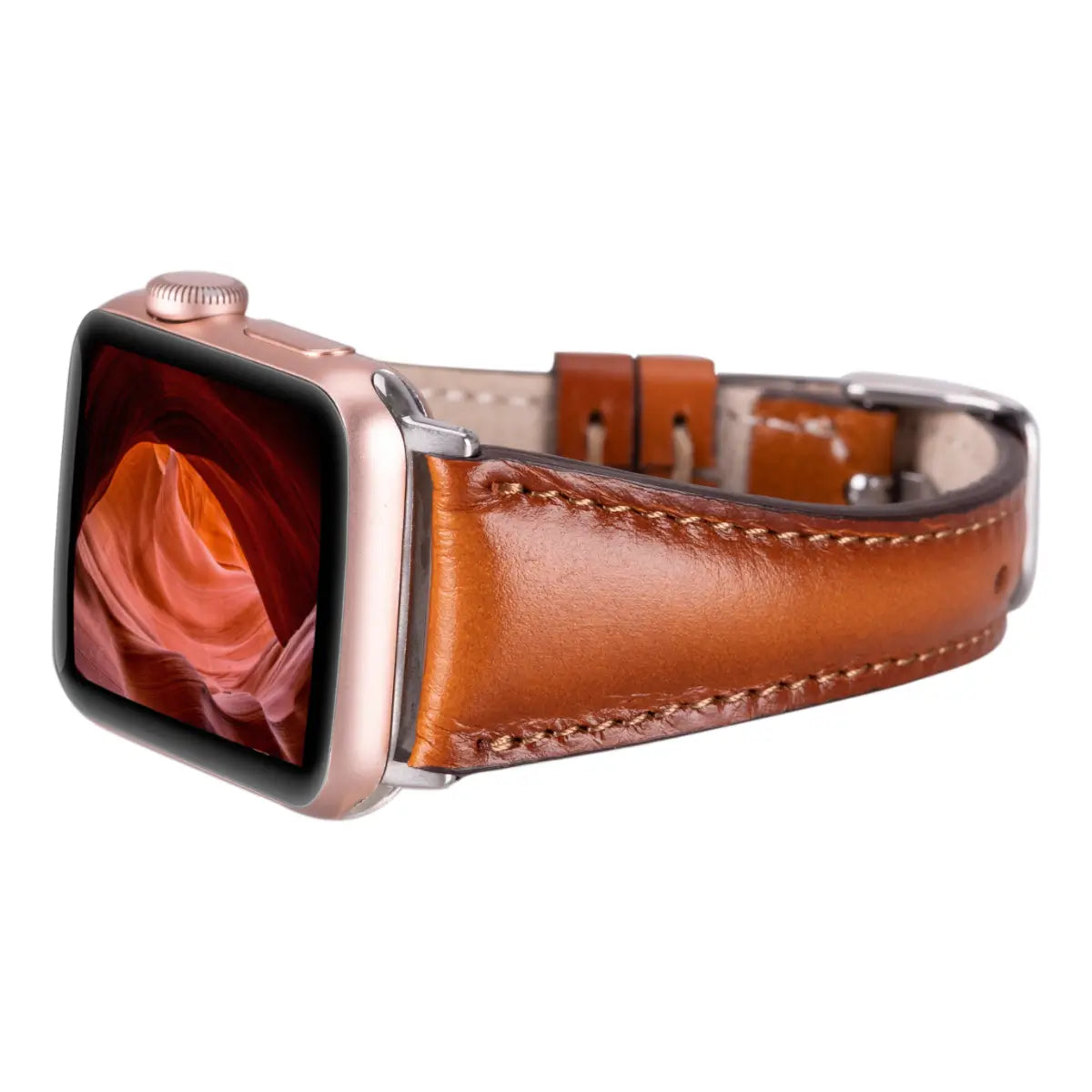 Burnished Tan Leather Slim Apple Watch Band