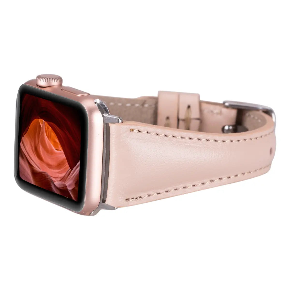 Nude Pink Leather Slim Apple Watch Band