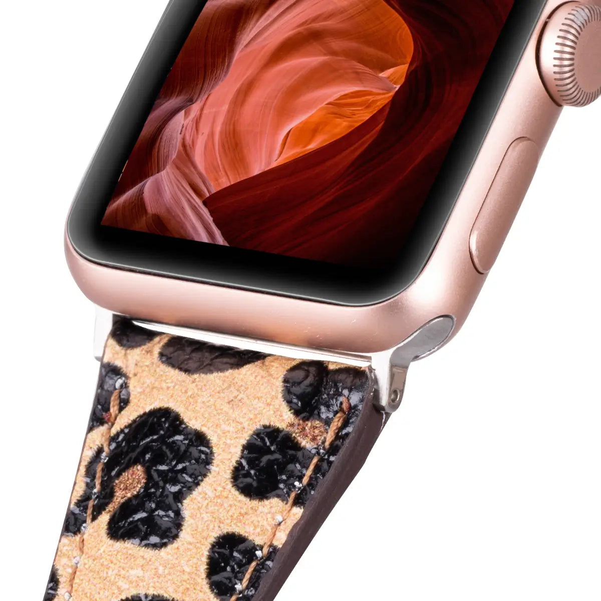 Leopard Pattern Leather Slim Apple Watch Band