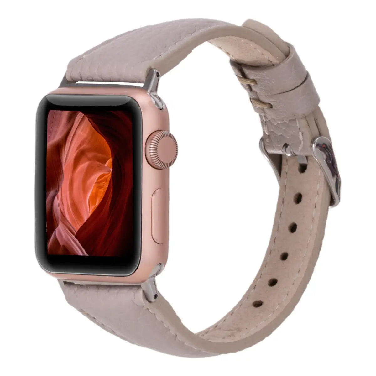 Beige Leather Slim Apple Watch Band