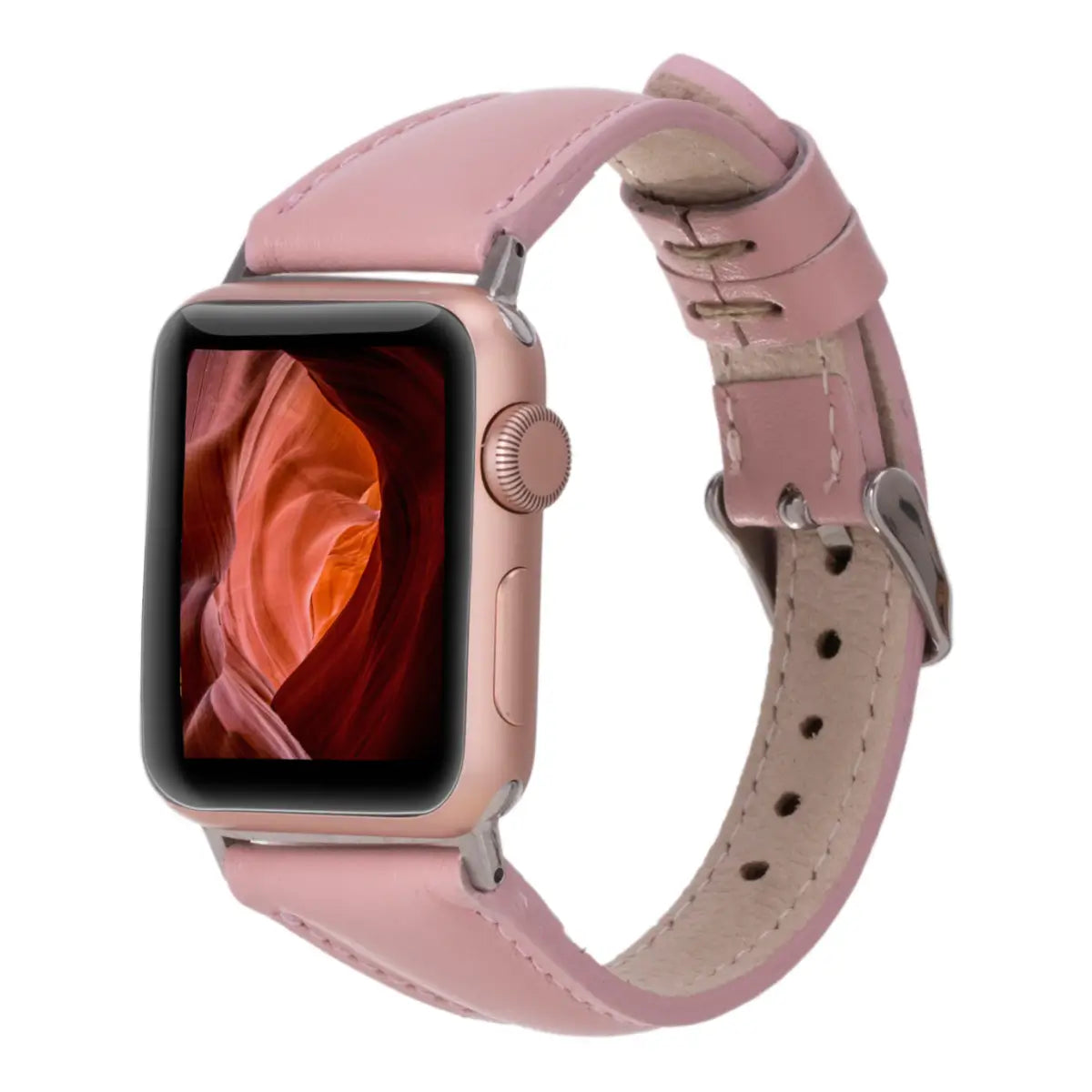 Pink Leather Slim Apple Watch Band