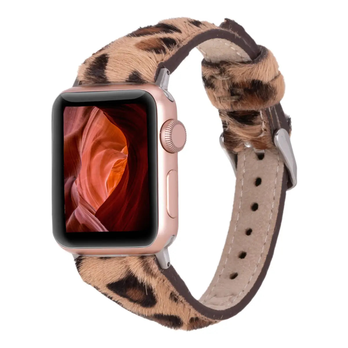 Leopard Pattern Leather Slim Apple Watch Band