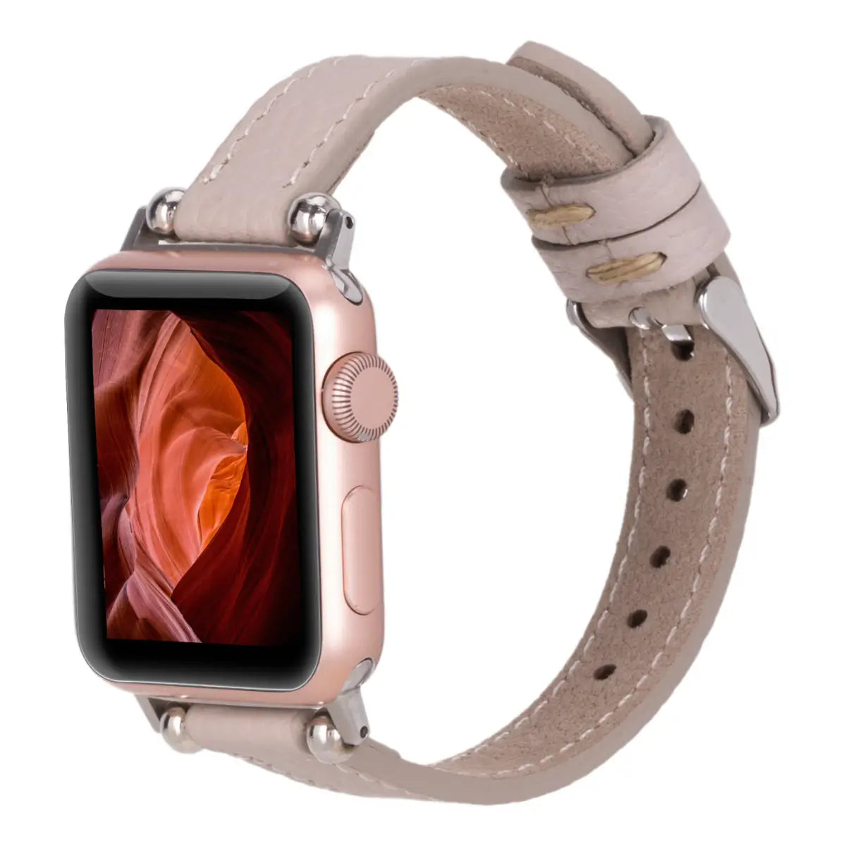 Beige Leather Ultra Slim Apple Watch Band