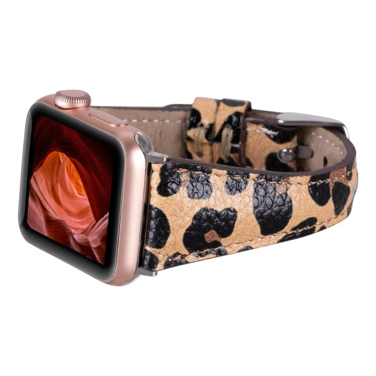 Leopard Pattern Leather Slim Apple Watch Band