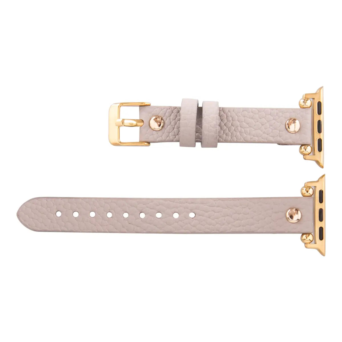 Beige Leather Ultra Slim Apple Watch Band (Gold Rivet)