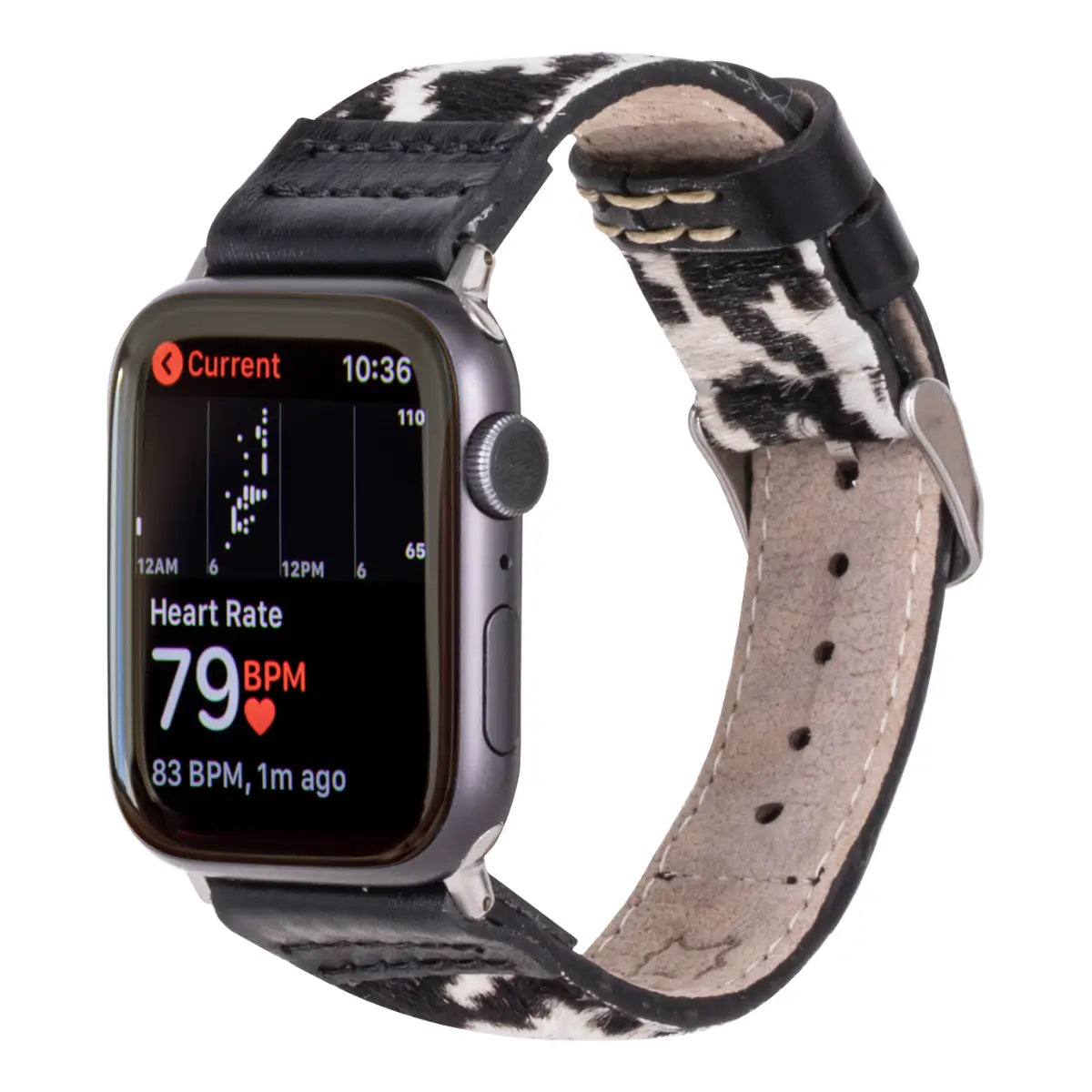 Black Leopard Patterned Leather Sport Apple Watch Band