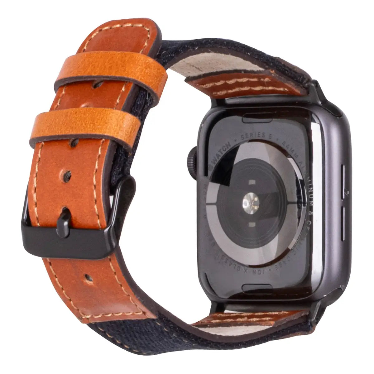 Black Denim & Brown Leather Sport Apple Watch Band