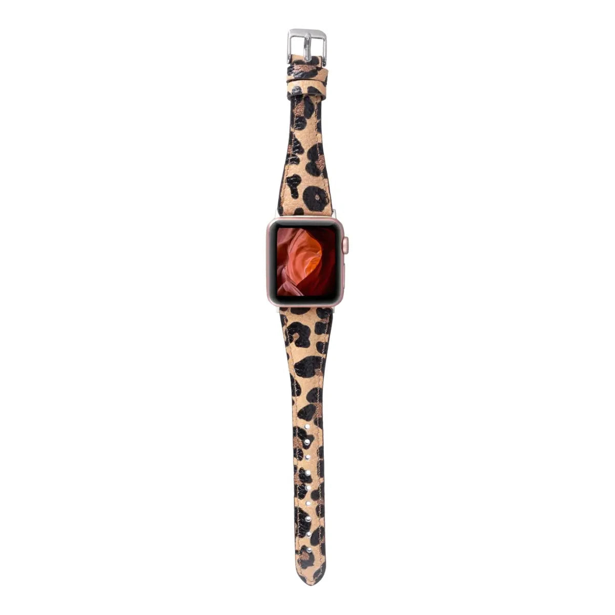 Leopard Pattern Leather Slim Apple Watch Band