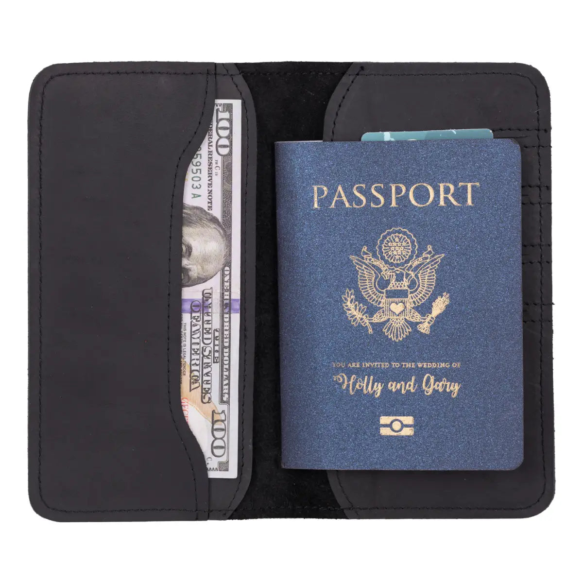 Black Leather Passport Holder