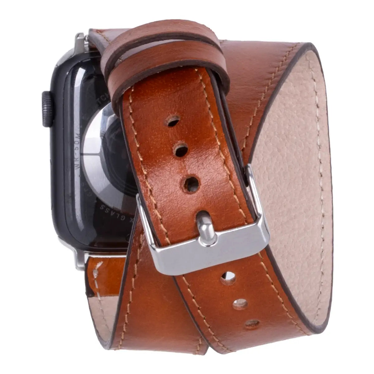 Burnished Tan Leather Double Tour Apple Watch Band