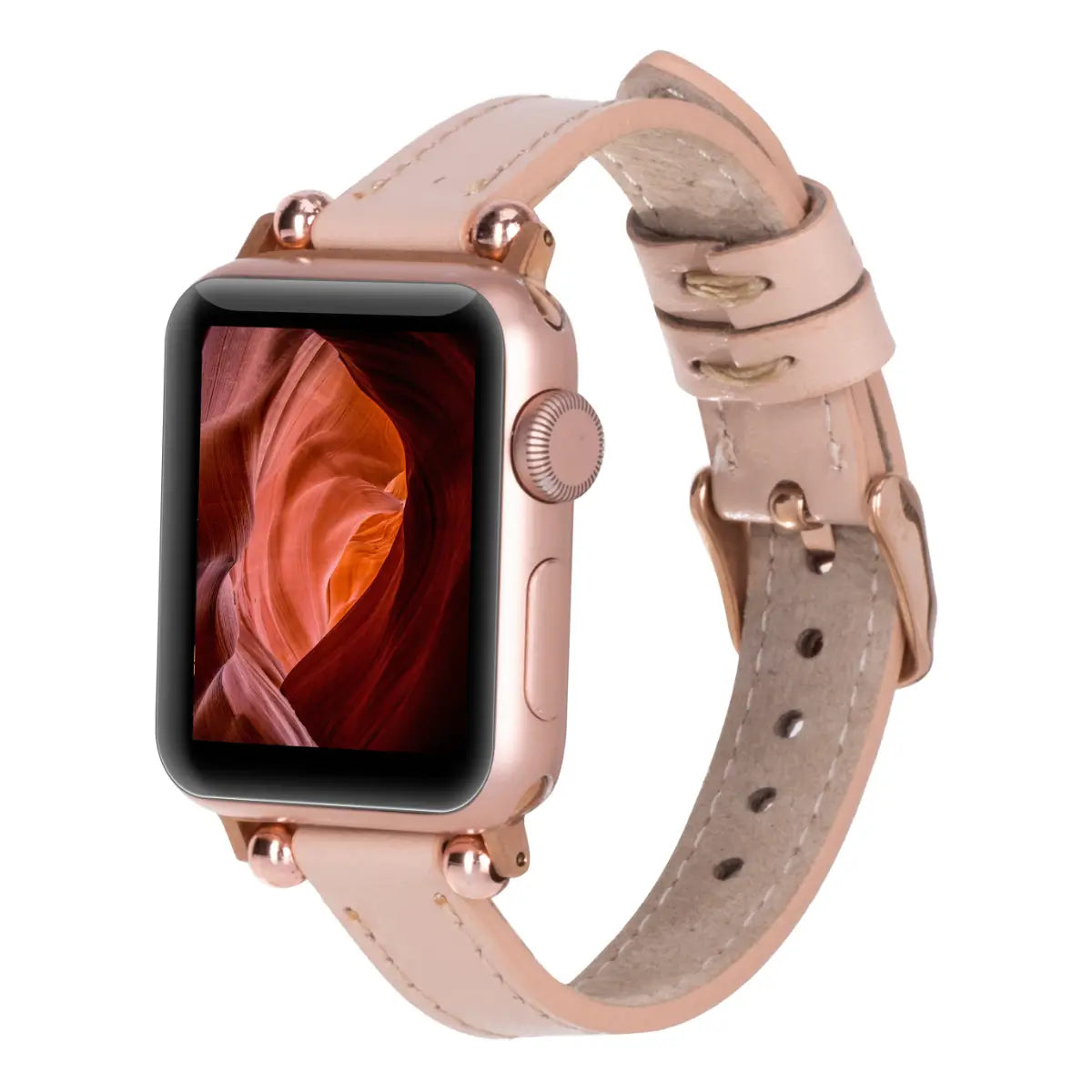 Nude Pink Leather Ultra Slim Apple Watch Band