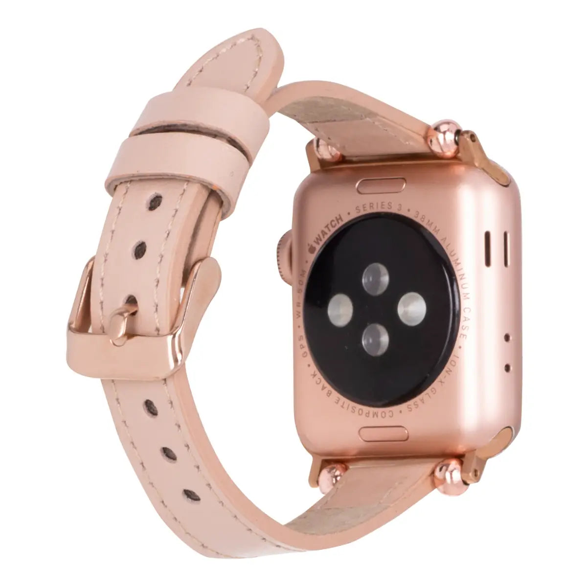 Nude Pink Leather Ultra Slim Apple Watch Band