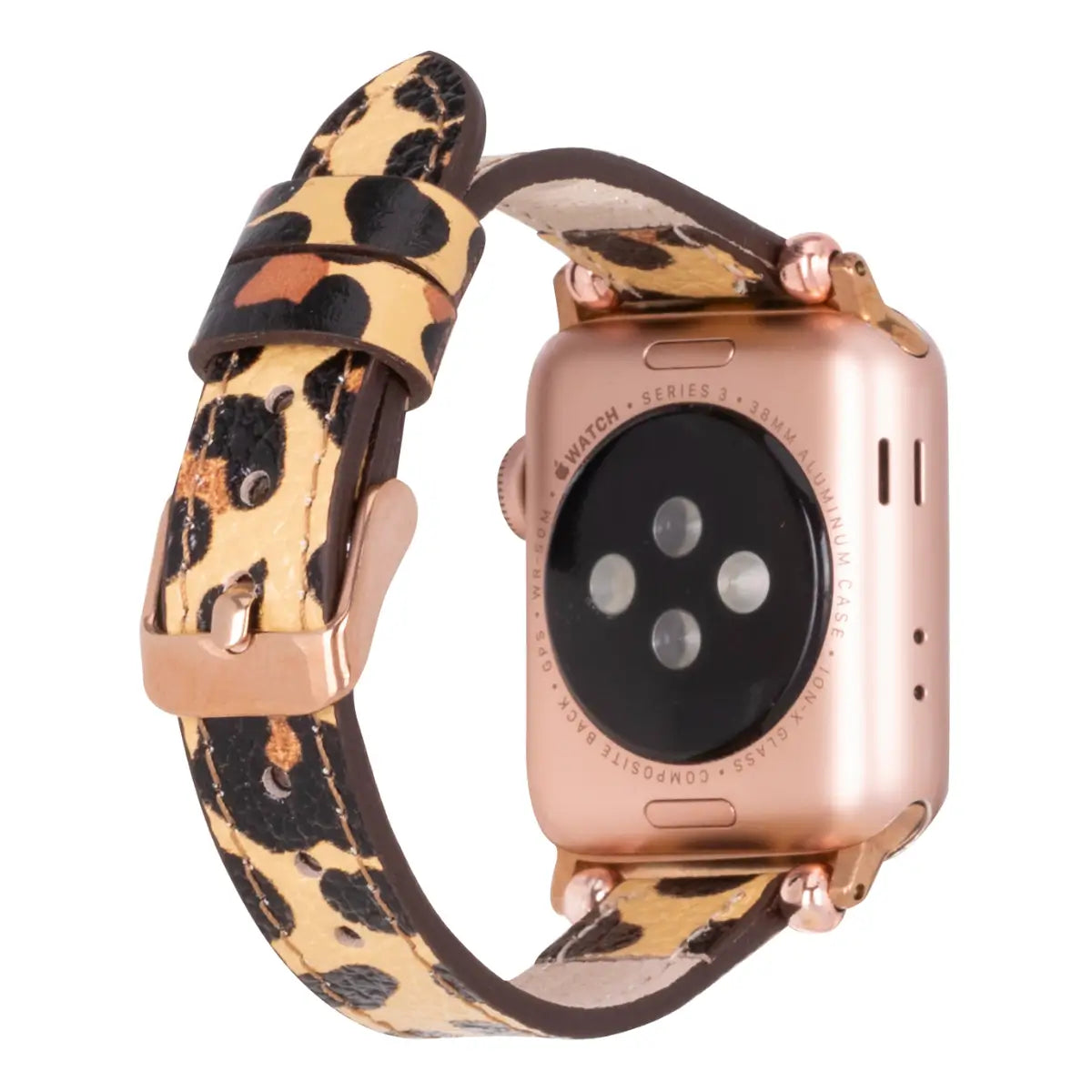 Leopard Pattern Leather Ultra Slim Apple Watch Band