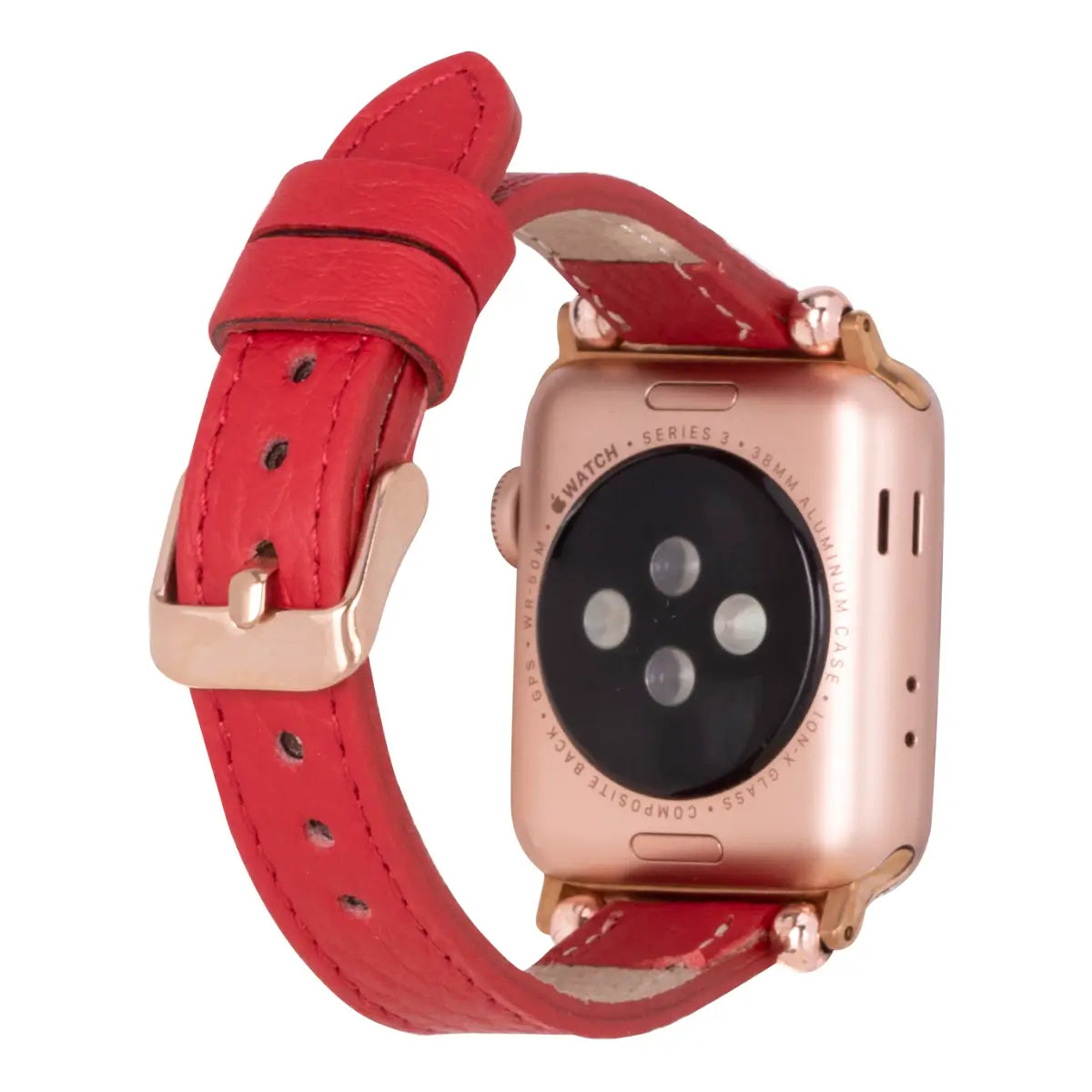 Red Leather Ultra Slim Apple Watch Band