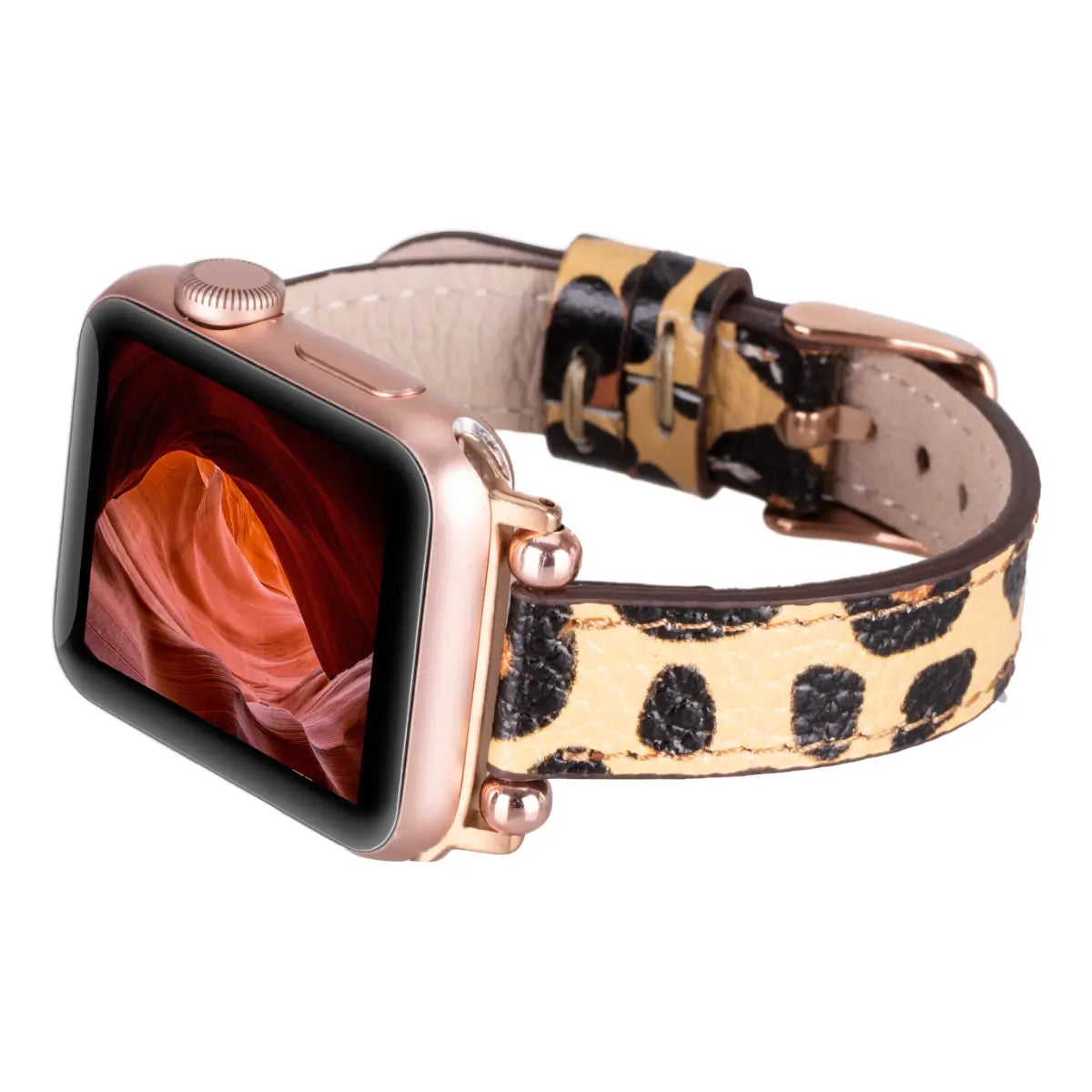 Leopard Pattern Leather Ultra Slim Apple Watch Band