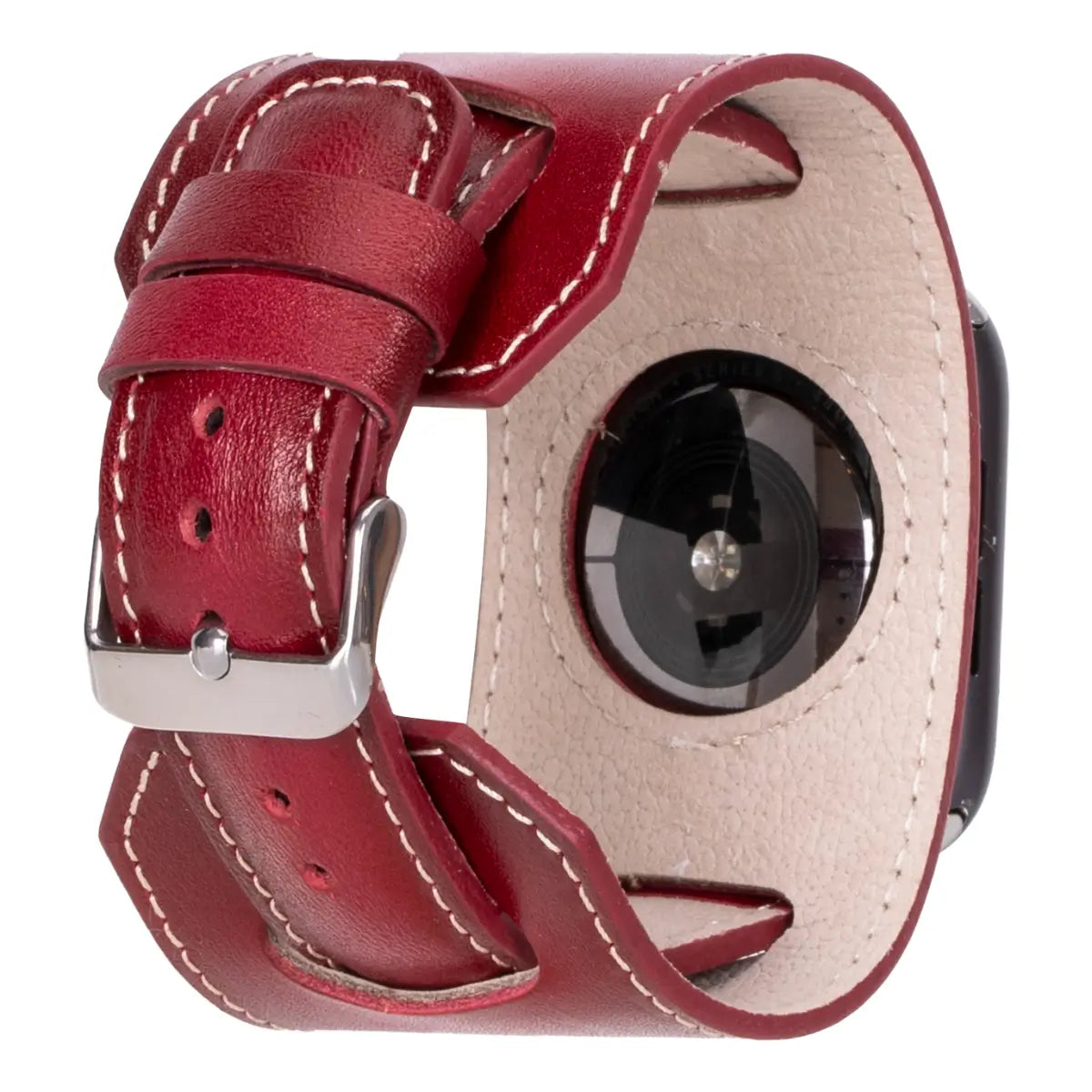 Red Leather Cuff Apple Watch Band