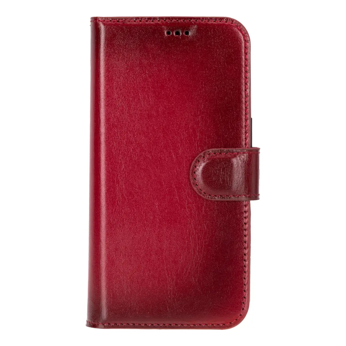 Burnished Red Leather iPhone 16 Pro Wallet Case