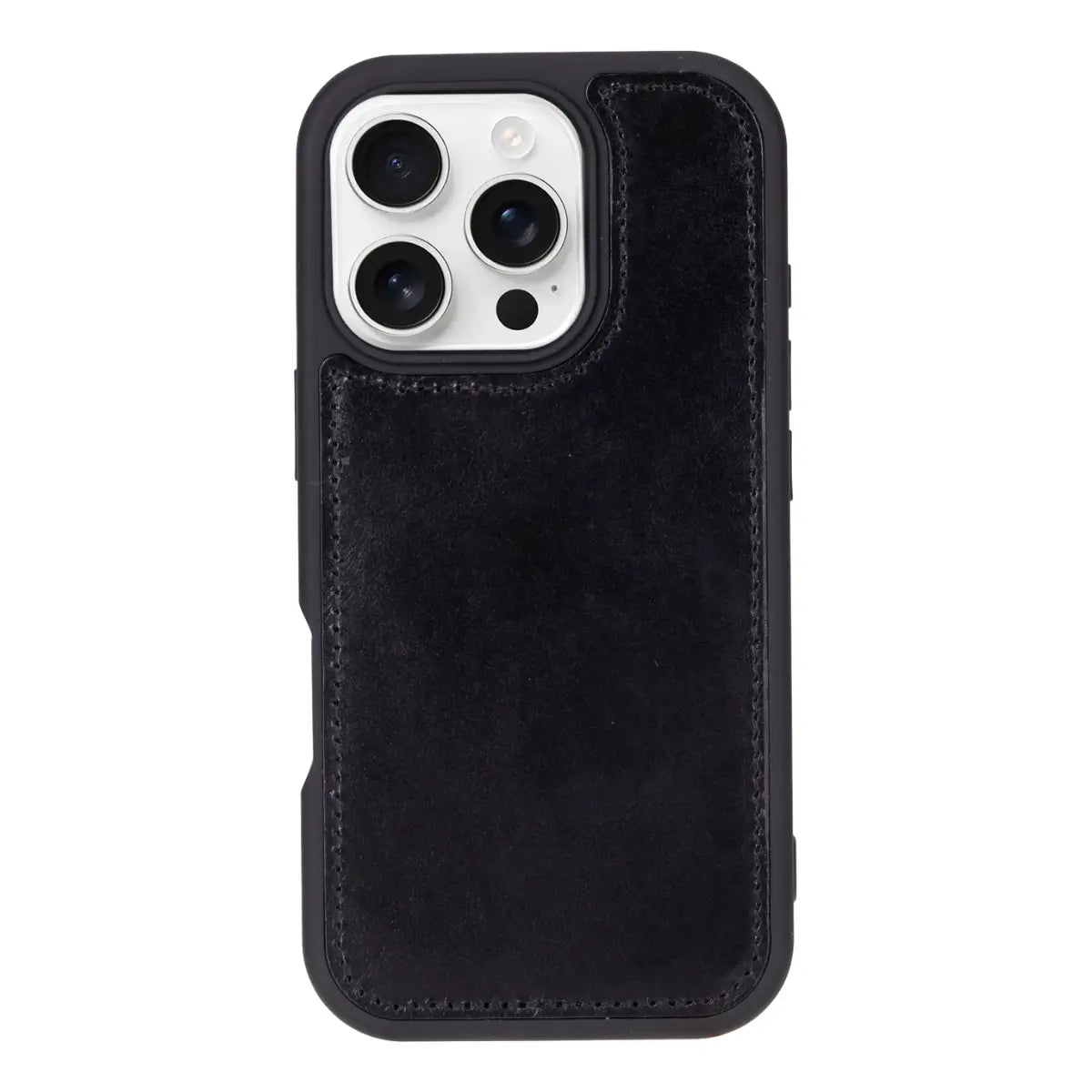 Black Leather iPhone 16 Pro Wallet Case