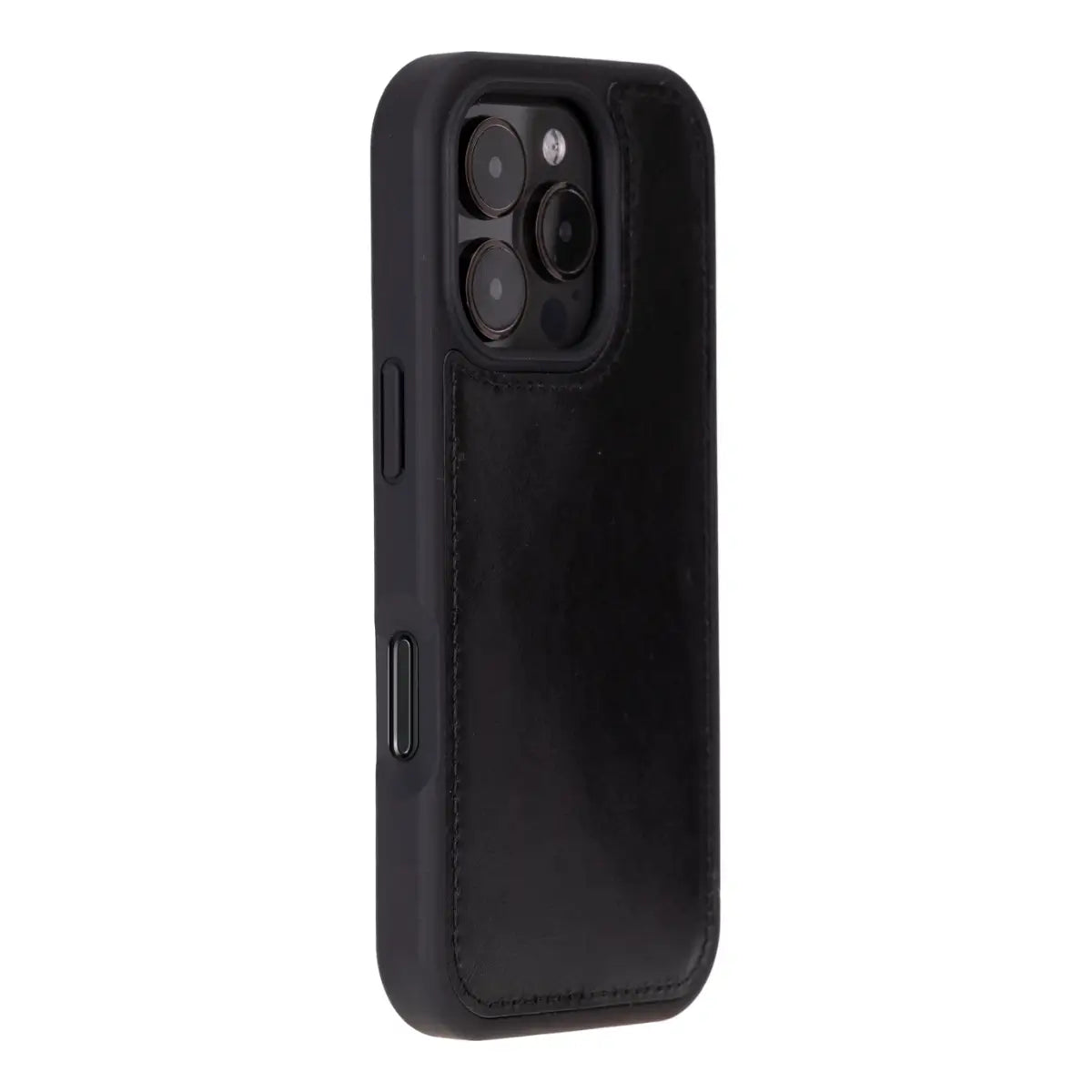 Black Leather iPhone 16 Pro Wallet Case