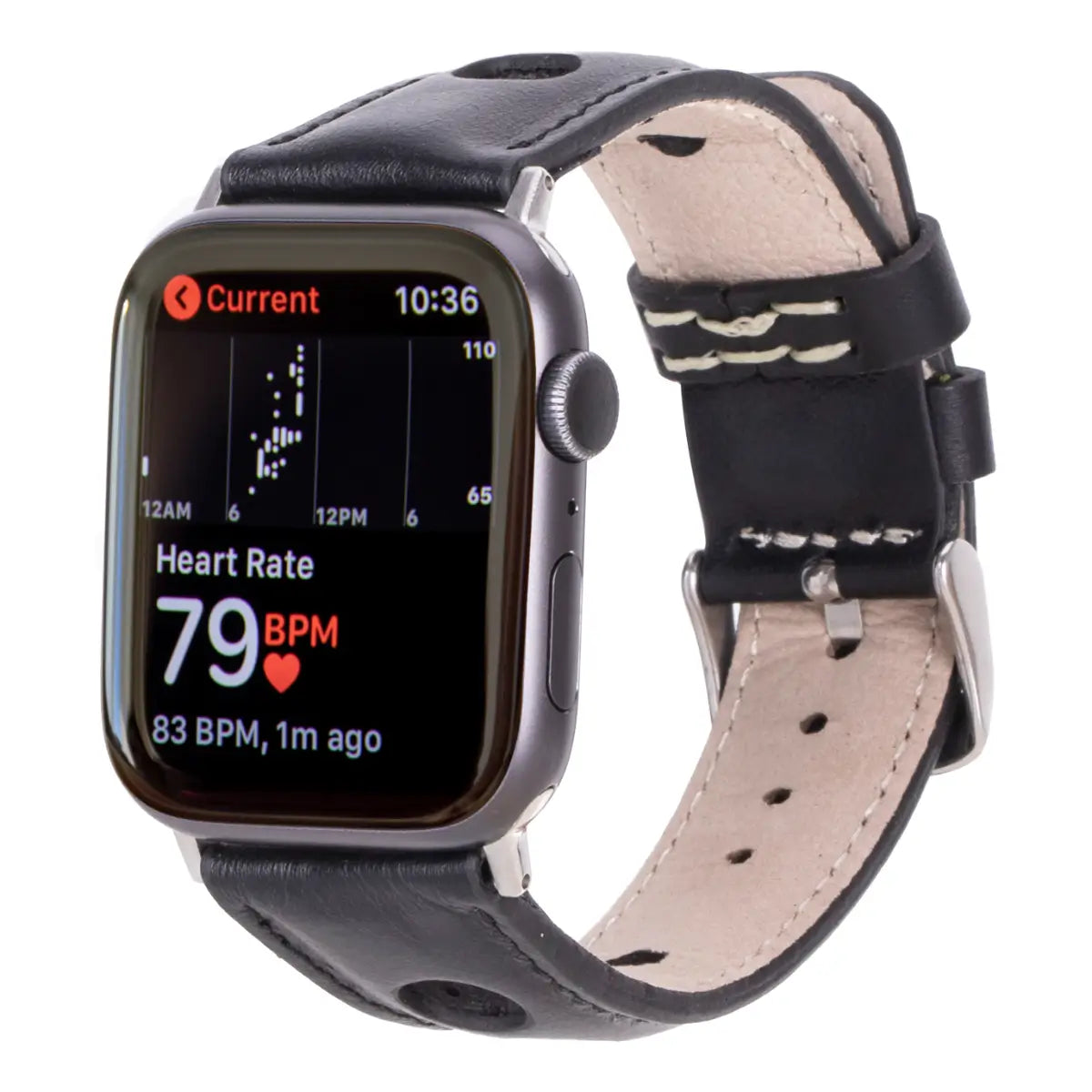 Black Leather Rally Apple Watch Band